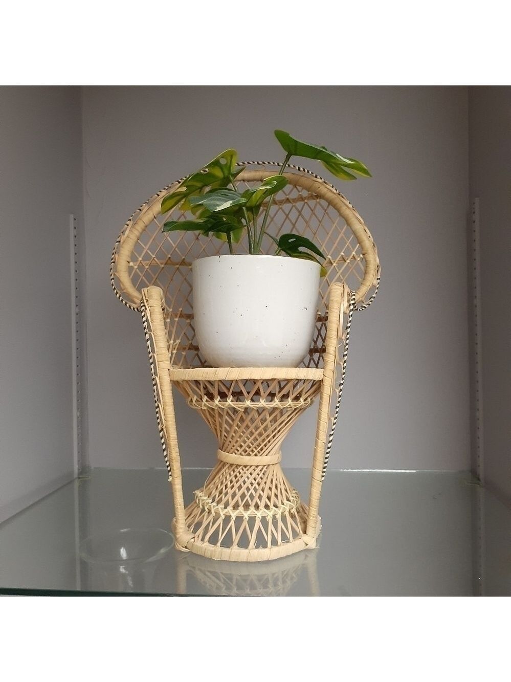 Vintage 80's  Wicker Doll/Plant Peacock Chair